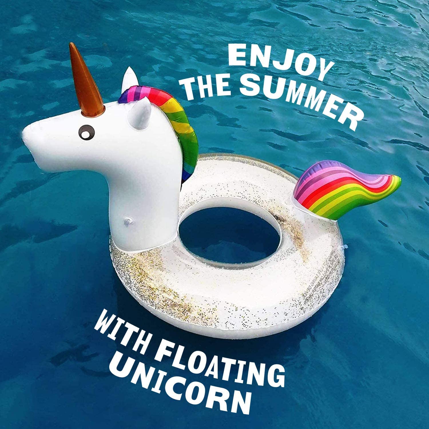 Unicorno Gonfiabile Piscina, Gonfiabile Anello per il Nuoto, PVC Anello per il Nuoto, Anello da Nuoto, per Piscina per Beach Party Feste (I)