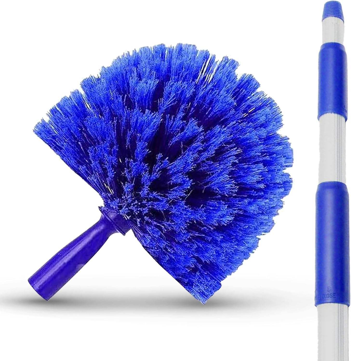 Cobweb Duster Extendable 18 Foot High Reach Ceiling Fan Duster | 3-Stage Aluminum Telescoping Pole | Medium Stiff Bristles | Long Handle Webster Microfiber Duster for Cleaning | U.S Duster Co.