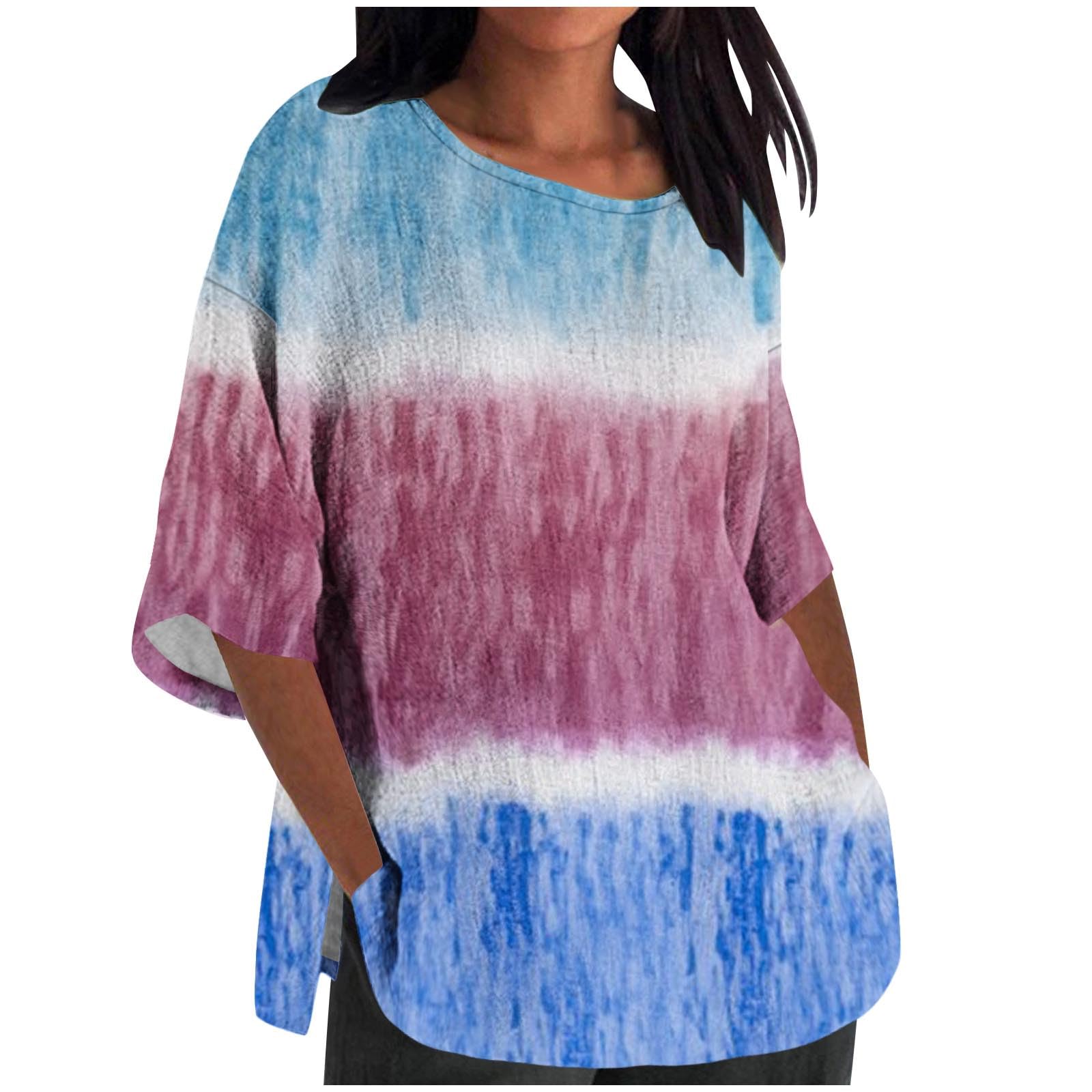 NUSGEAR Camiseta de Manga Corta Mujer Algodón y Lino Camisa Blusa Verano Moda Color sólido Cómodo Casual Suelto Cuello Redondo Tops 2024 T-Shirt Original Basic tee Talla grande Ligero