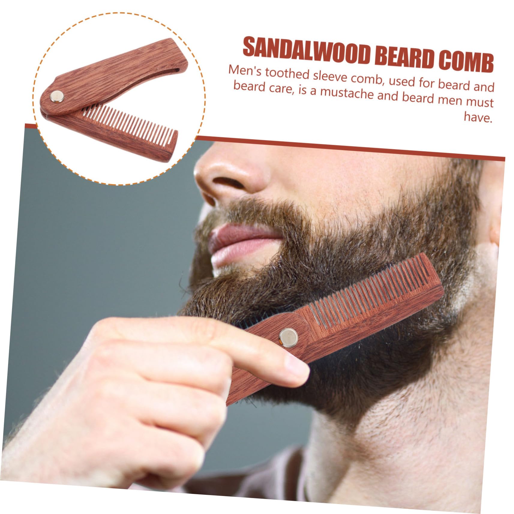 FRCOLOR 3pezzi Pettine Da Barba Legno Di Sandalo Comodo e Portatile Design Ergonomico Per Cura e Stile Della Barba Strumento Di Pulizia Per Viaggi e Uso Quotidiano