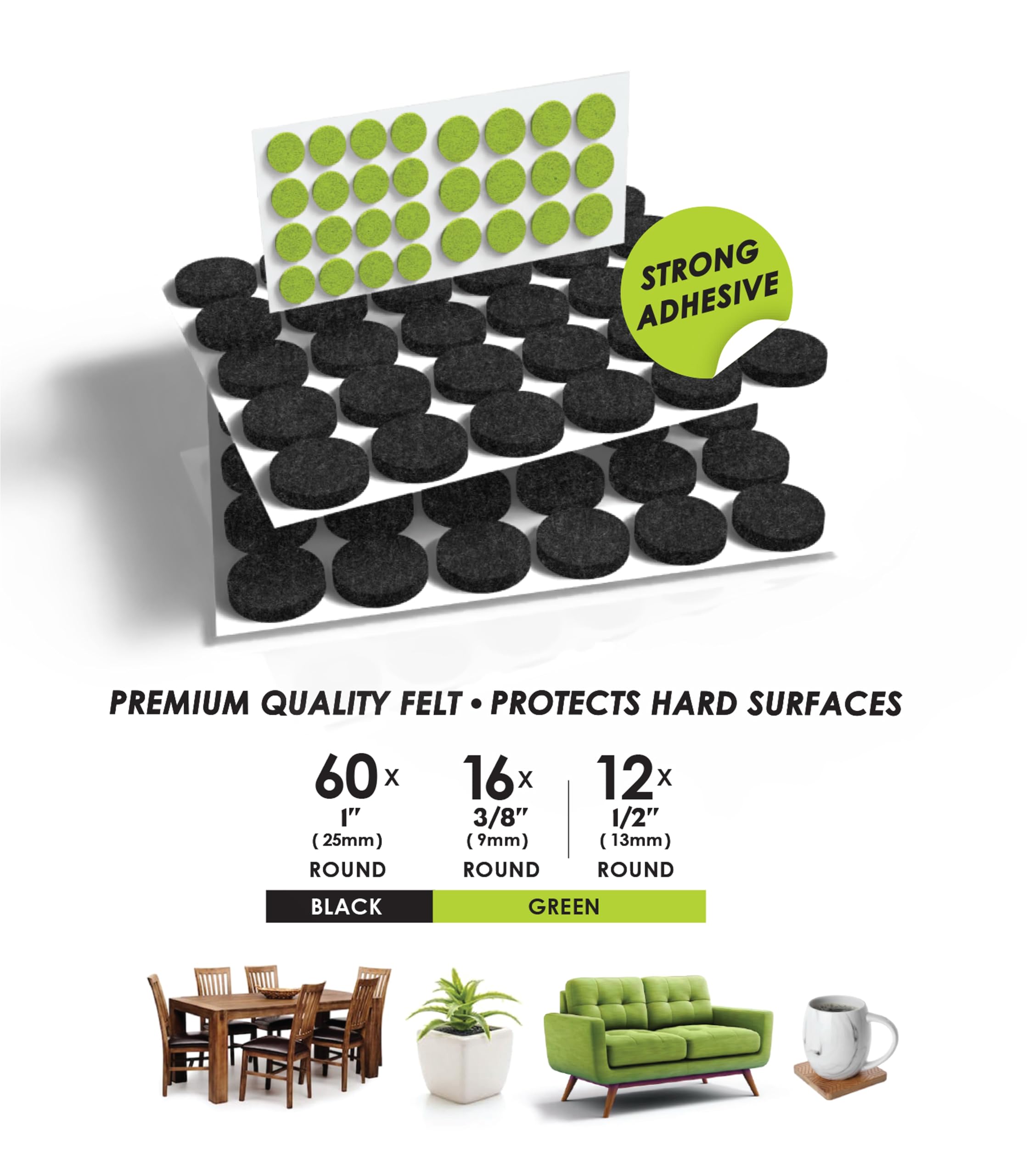 Slipstick Gorilla Felt 1 Inch Furniture Pads (88 Piece Combo) Premium Furniture Pads & Chair Leg Floor Protectors for Hardwood Floors & Hard Surfaces - Image 4