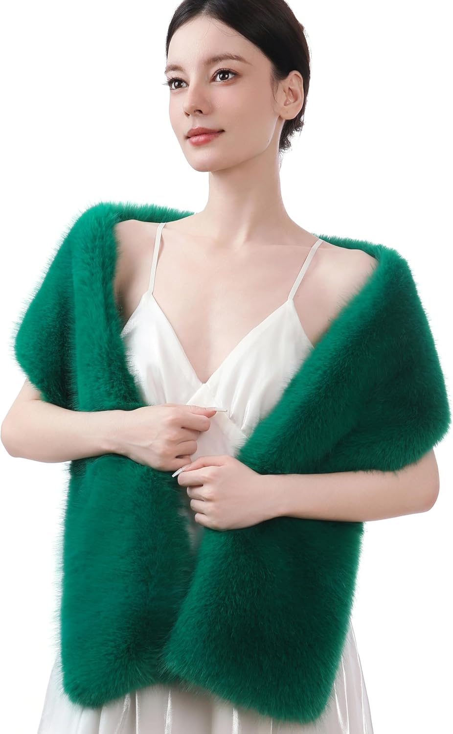 Dikoaina Women's Winter Fake Faux Fur Scarf Wrap Collar Shawl Shrug