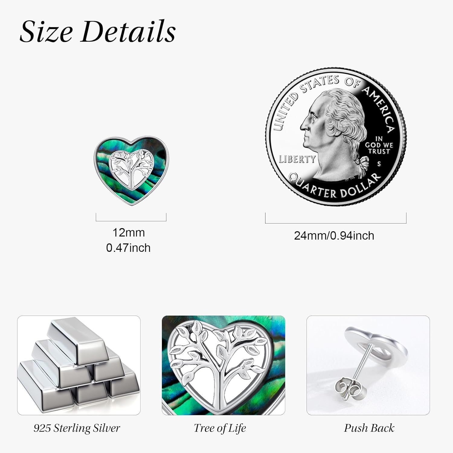 TANGPOET Tree of Life Stud Earrings for Women 925 Sterling Silver Hypoallergenic Earrings For Sensitive Ears with Push Back Jewelry Gifts for Her Girlfriend Mother - Image 3