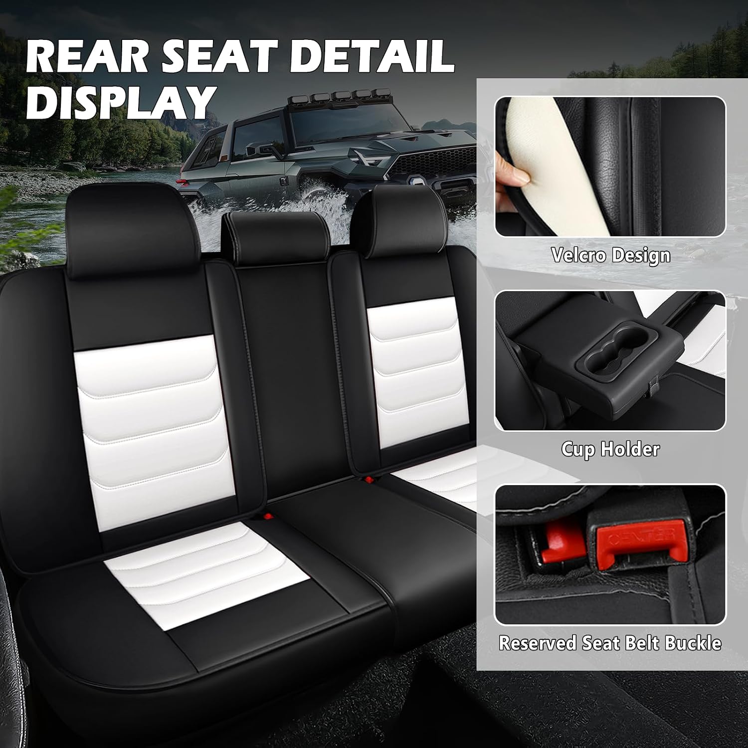 Car Seat Covers Fit for Honda Civic 2000-2026, Waterproof Leather Car Seat Covers Full Set, Wear-Resistant Seat Covers, Breathable Seat Protector Sets (Standard 5 Seats, Black White)