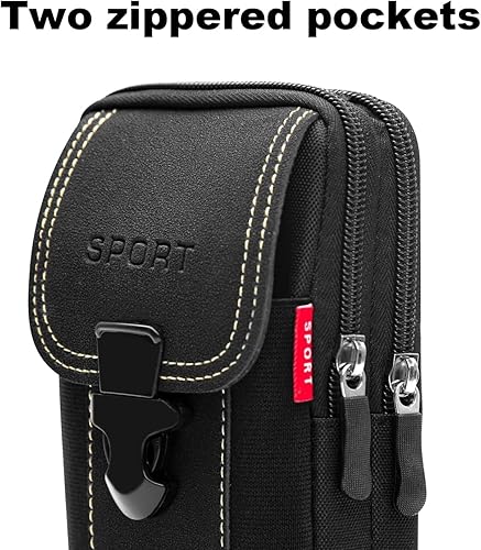Miniatura 6 de Funda táctica para teléfono celular con 2 bolsas de teléfono para hombre, fundas de teléfono celular para hombres, soporte negro para teléfono