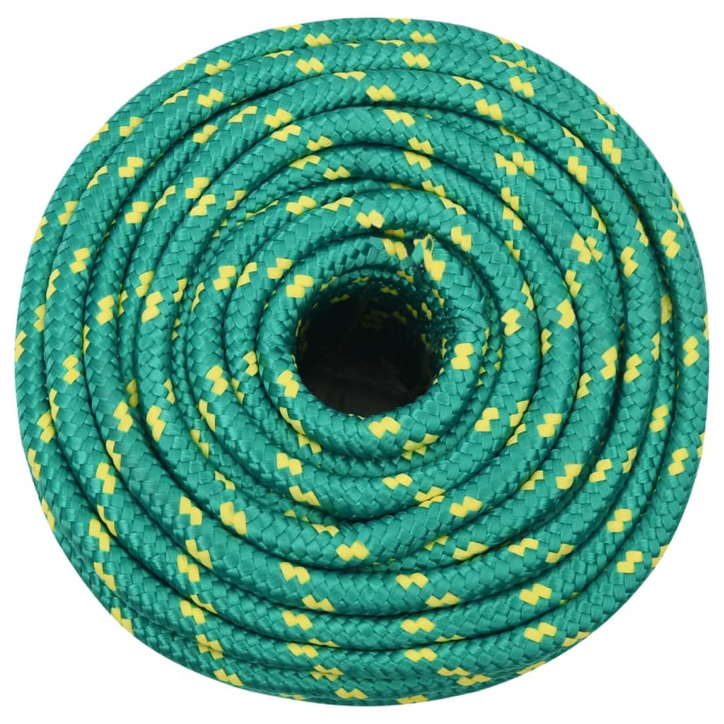 vidaXL Bootsseil Ankerleine Festmacher Tauwerk PP Leine Seil Tau Polypropylenseil Geflochten Flechtleine Grün 12mm 50m Polypropylen
