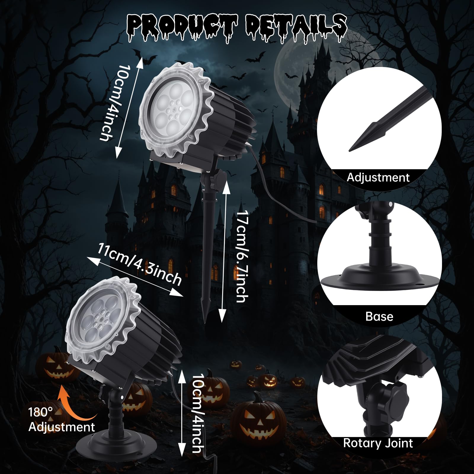 Halloween Decorations Outdoor Indoor, 3D Dynamic Halloween Projector Lights, Halloween Projector Lights Outdoor - Image 3