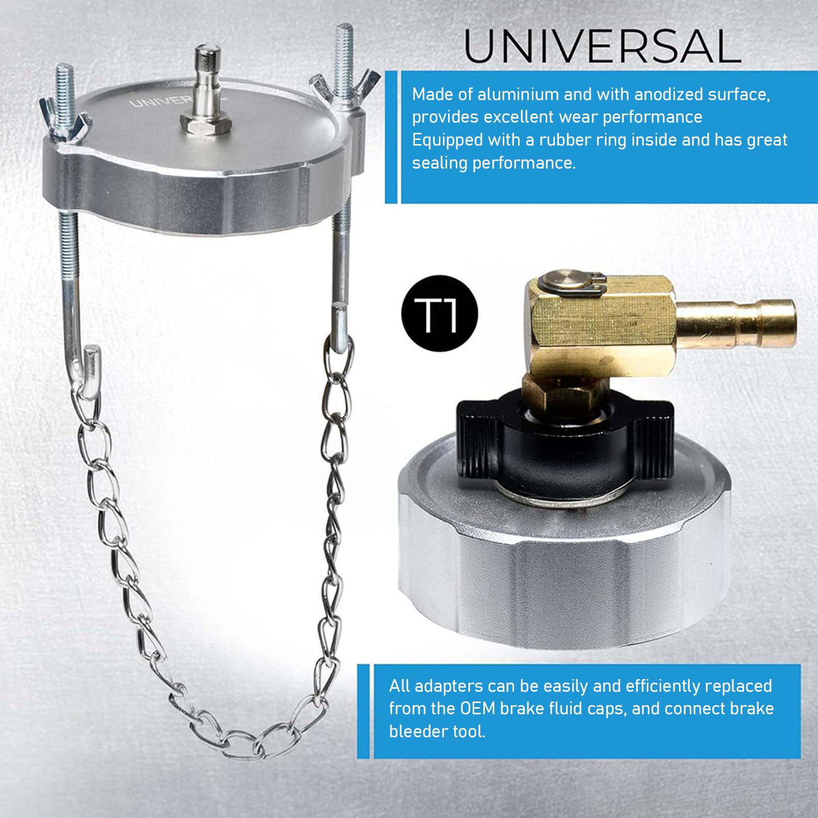 Juego de Adaptadores de Purga de Frenos de Aluminio Eficiente Universal para la Mayoría de los Automóviles para Purga de Líquido de Frenos para Taller Mecánico de Automóviles 5 Piezas
