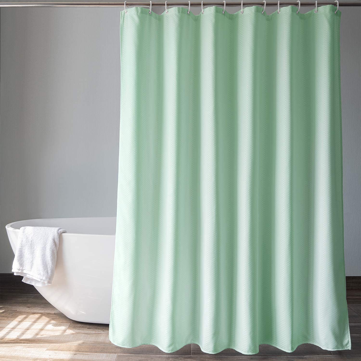 RubikPremium Shower Curtain Waterproof Thickened Polyester Fabric Durable Mildew Stain Resistant Stylish Curtain (Green, 180 x 180 cm)