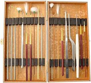 Amatolo Multifunction Ear Pick Cleaning Set Ear Wax Removal Cleaner,Beauty Tools Kit (19pcs a Set with Wooden Box)