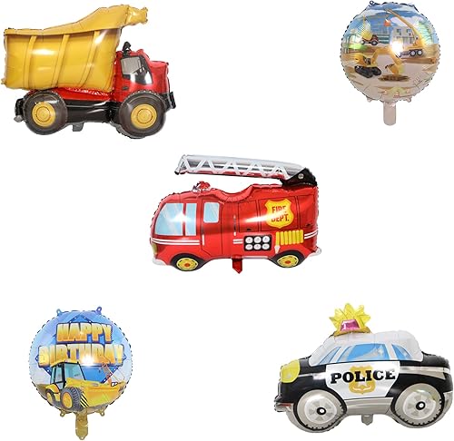 Miniatura 3 de HJHLYYANM Globos de construcción con temática de construcción, suministros de decoración de fiesta, excavadora, grúa, carretilla elevadora, vehículo