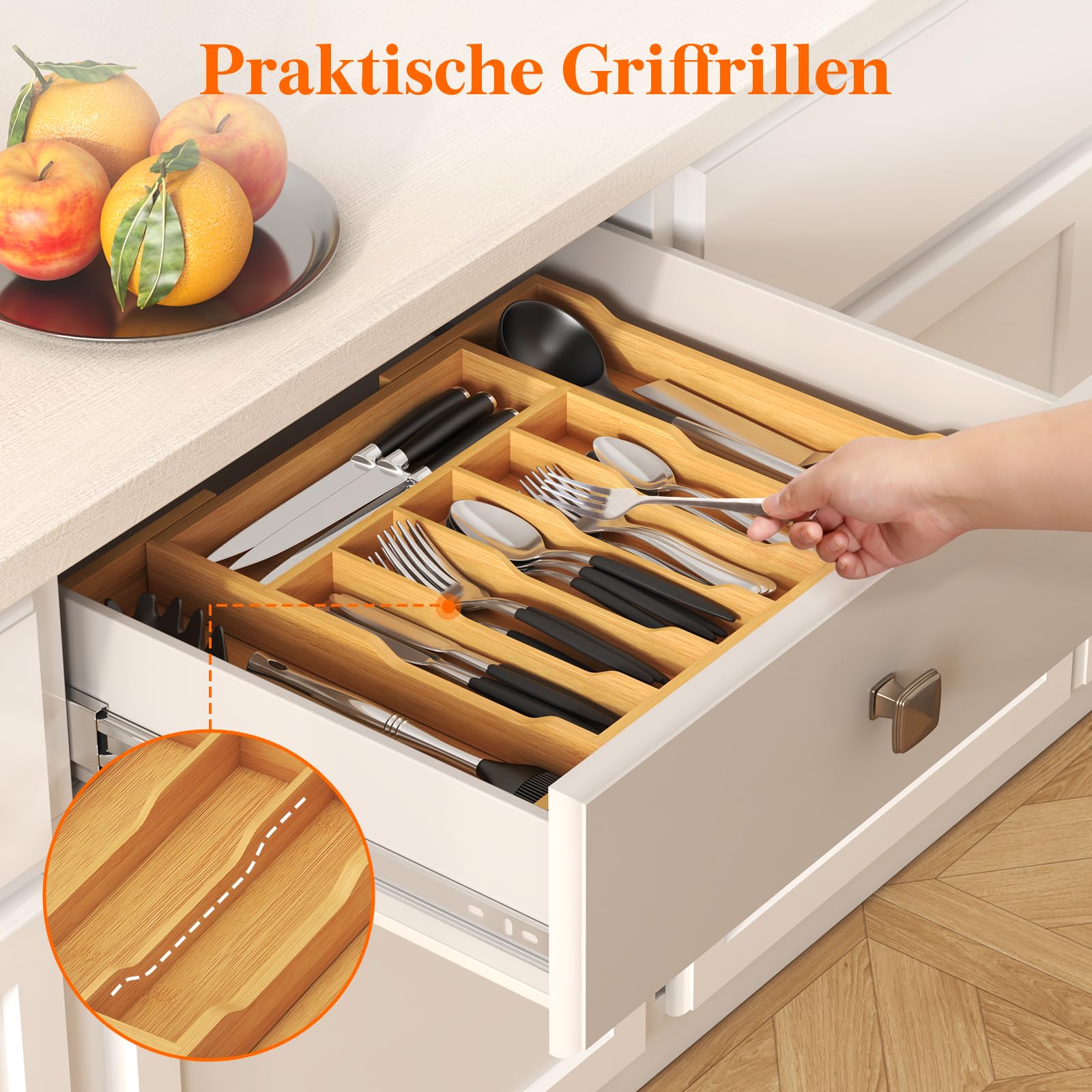 Lifewit Großer Besteckkasten für Schubladen, Tiefe 38 cm – Ansicht 4