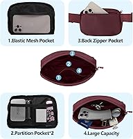 Vista 197 de Riñonera cruzada para mujeres y hombres, bolsa para cinturón para senderismo con correa ajustable, riñonera para correr, entrenamiento, deportes