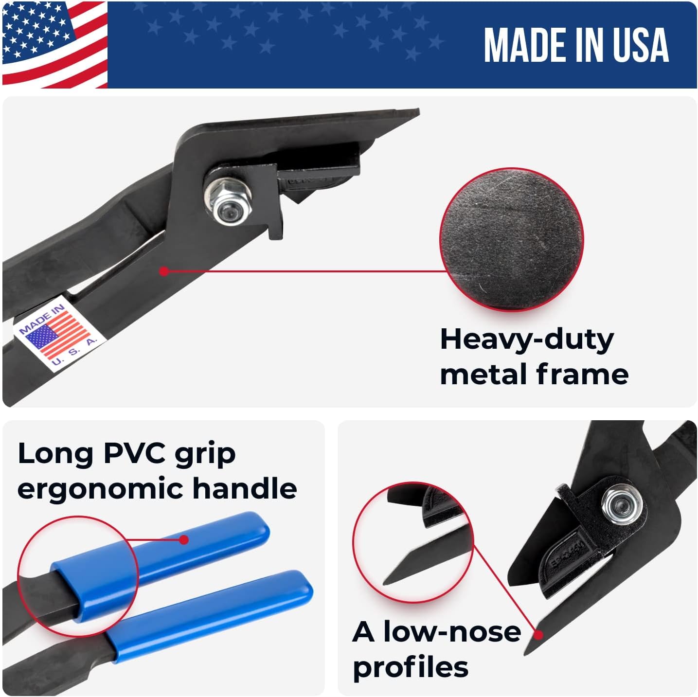 IDL Packaging IDL-2450 HD Strapping Cutter for Steel and Plastic Strapping up to 1 1/4" Wide and up to 0.031" Thick, USA Made – Low-Nose Profile & Soft-Touch Rubber Handle