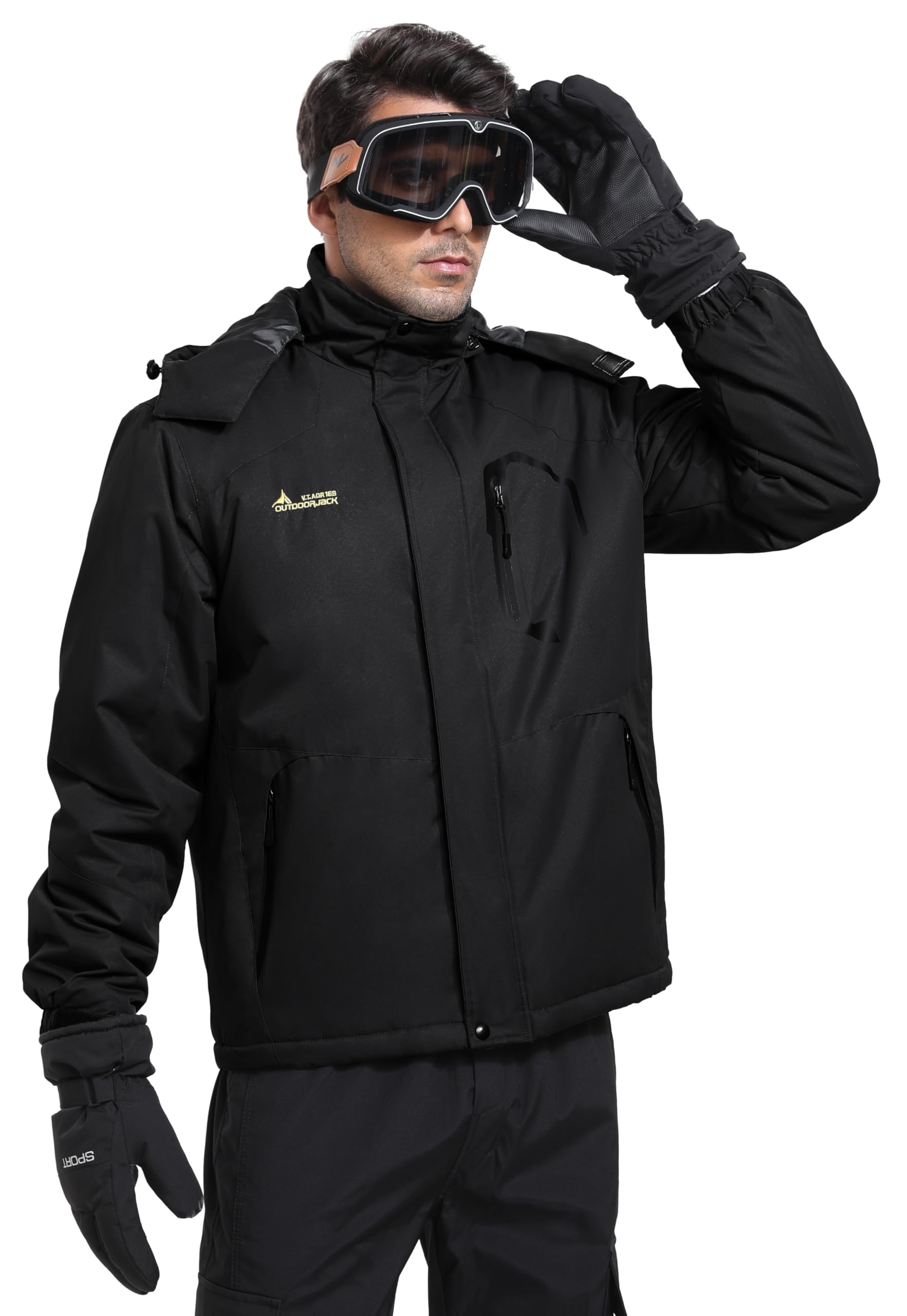 Chaqueta Esquí Impermeable Hombre Lana Cazadora Montaña Snowboard Invierno Forro Polar Cálida Antiviento Abrigos con Capucha Desmontable Exterior