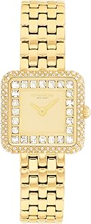 COACH Cass Women's 2H Quartz Watch - Link Bracelet - Bold Square Shape Case - Crystal Set Bezel and Dial - Gift for Her - 24.2mm