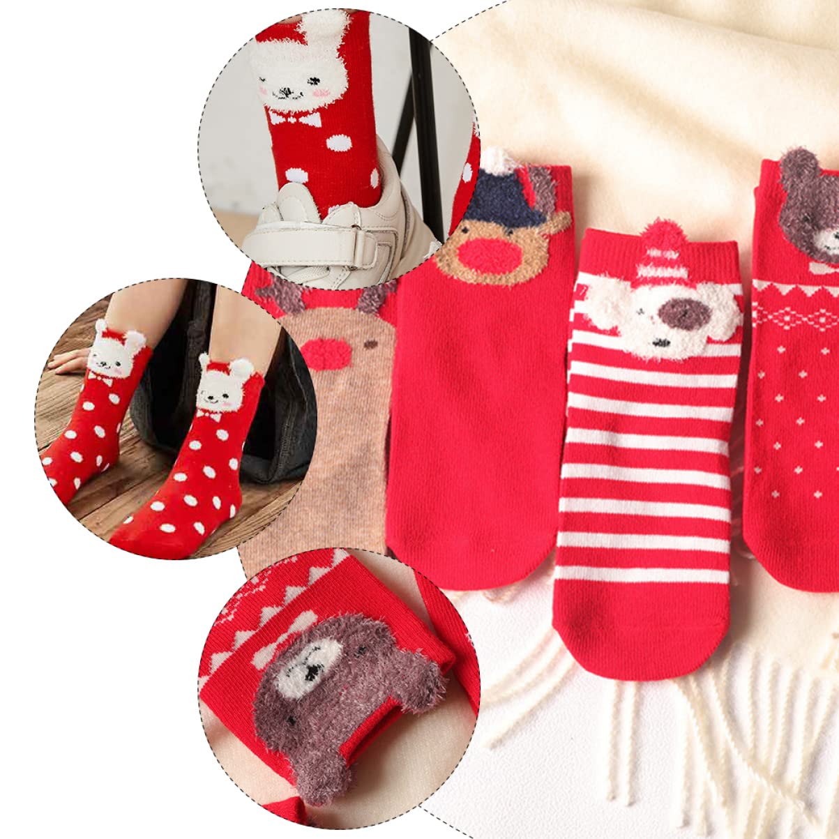 GALPADA 15paia Calzini Natalizi Cotone Per Calzini Creativi Tema Cartoon Design Alla Moda Misura Per Anni Caldi e Antiscivolo Per Festività e Uso Quotidiano