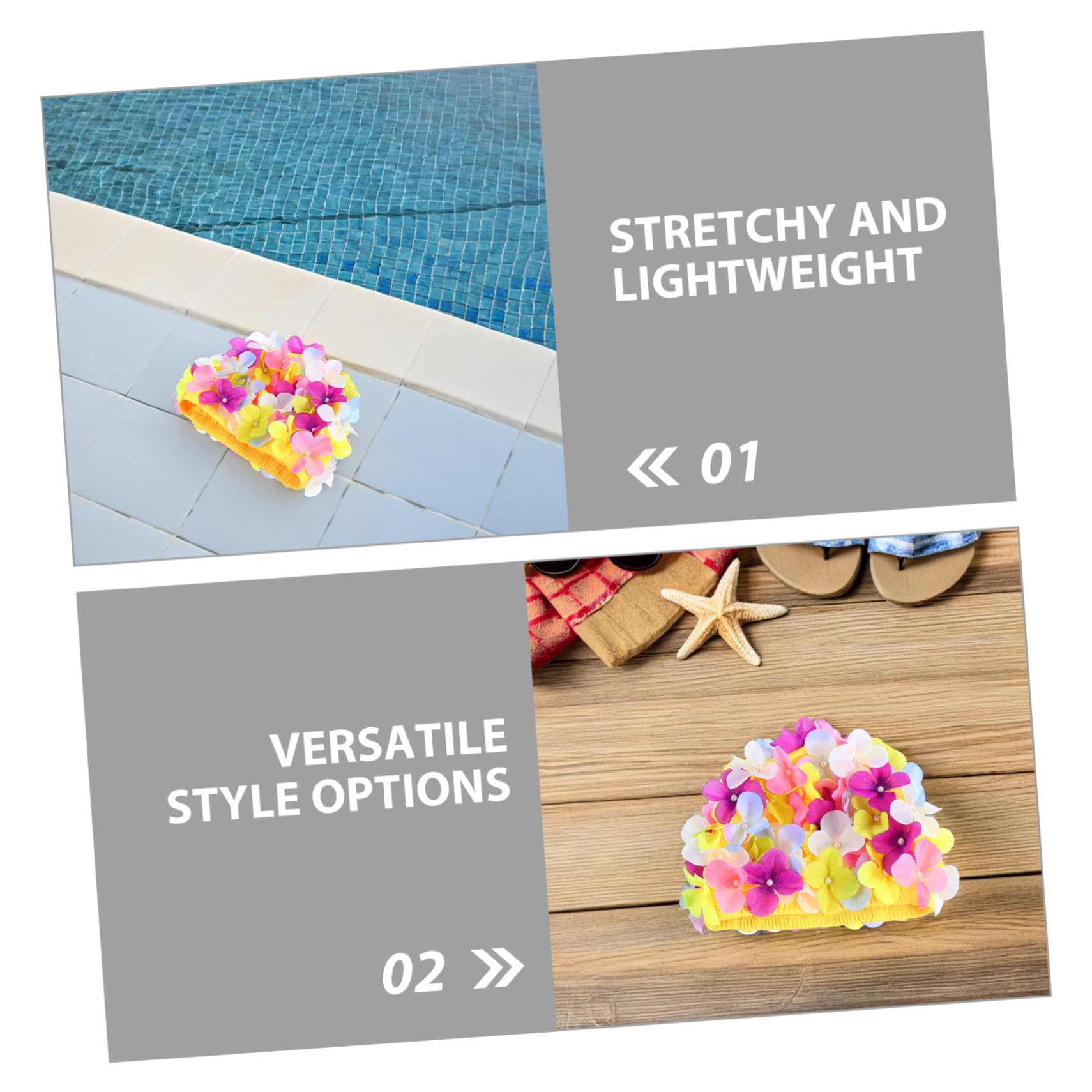 SUPVOX 3piezas Gorro de Natación para Mujer Diseño Floral con Forma de Pétalo Protector de Cabello para Piscina y Ducha