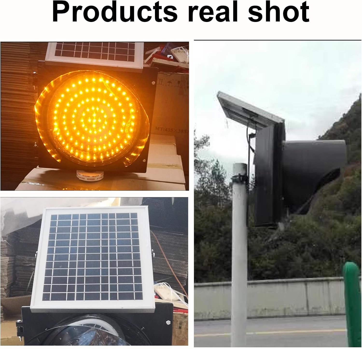 8/12" LED Solar Traffic Light, Yellow Flashing Light, Solar Powered Flashing Beacon, Traffic Signals Signs Lights with Solar Panel, IP65 Waterproof Signal Light, Emergency Lights(12")