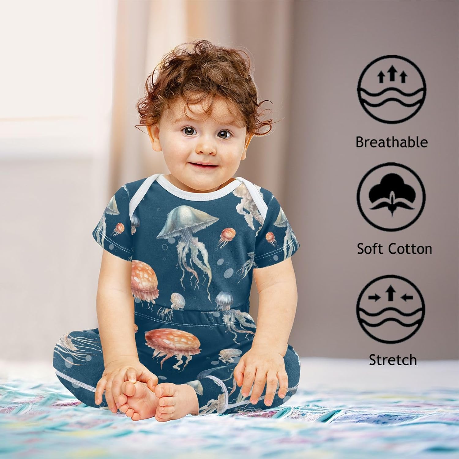 vvfelixl Baby Clothes Cute Cat Baby Bodysuits Set Unisex Short Sleeve Baby Pants Sets 0-3M