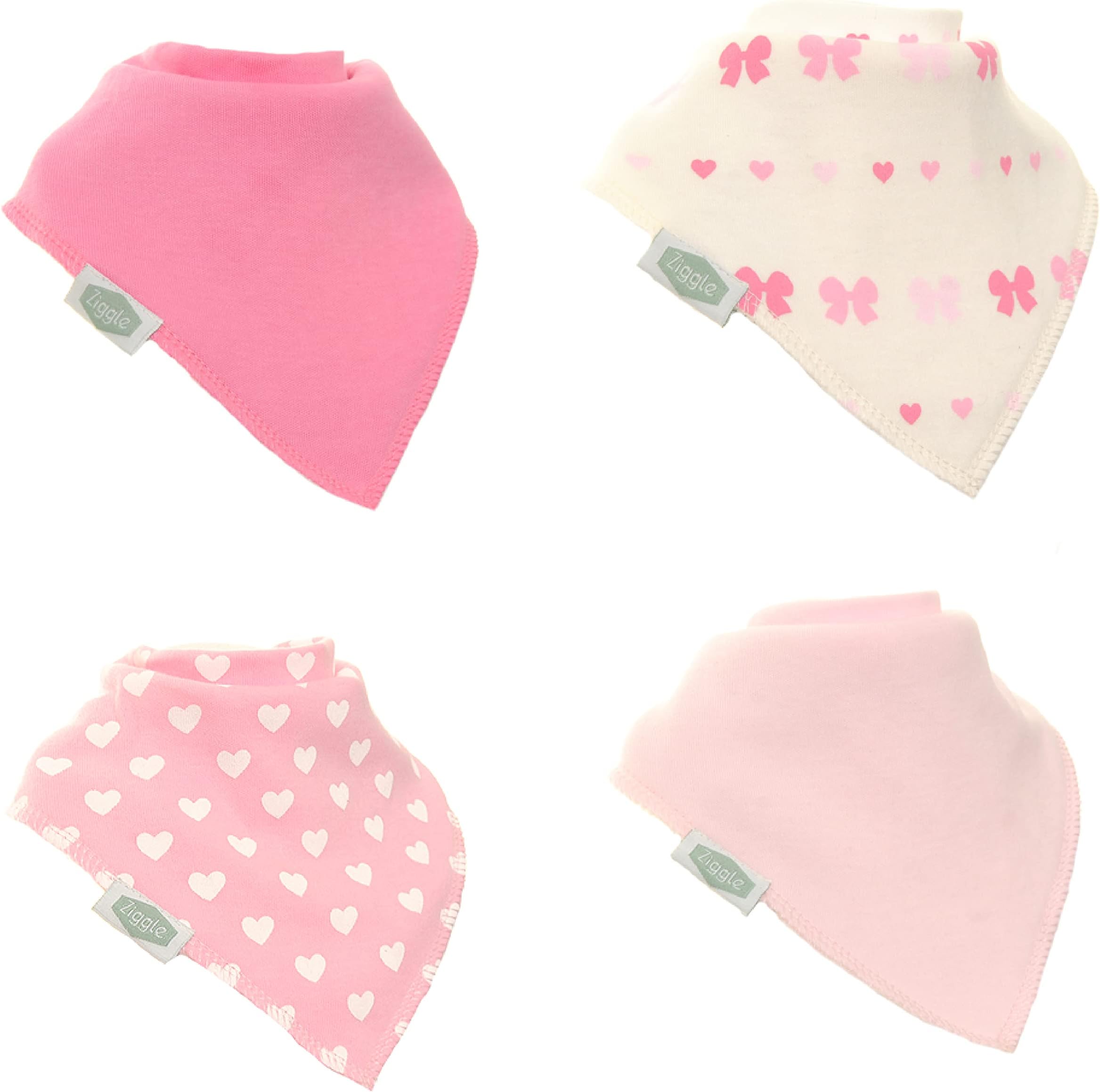 Ziggle - Bandana Dribble Bibs - Cotton Front Baby Bibs Newborn to 24 Months - Newborn Baby Gifts - Bibs For Comfortable Kids