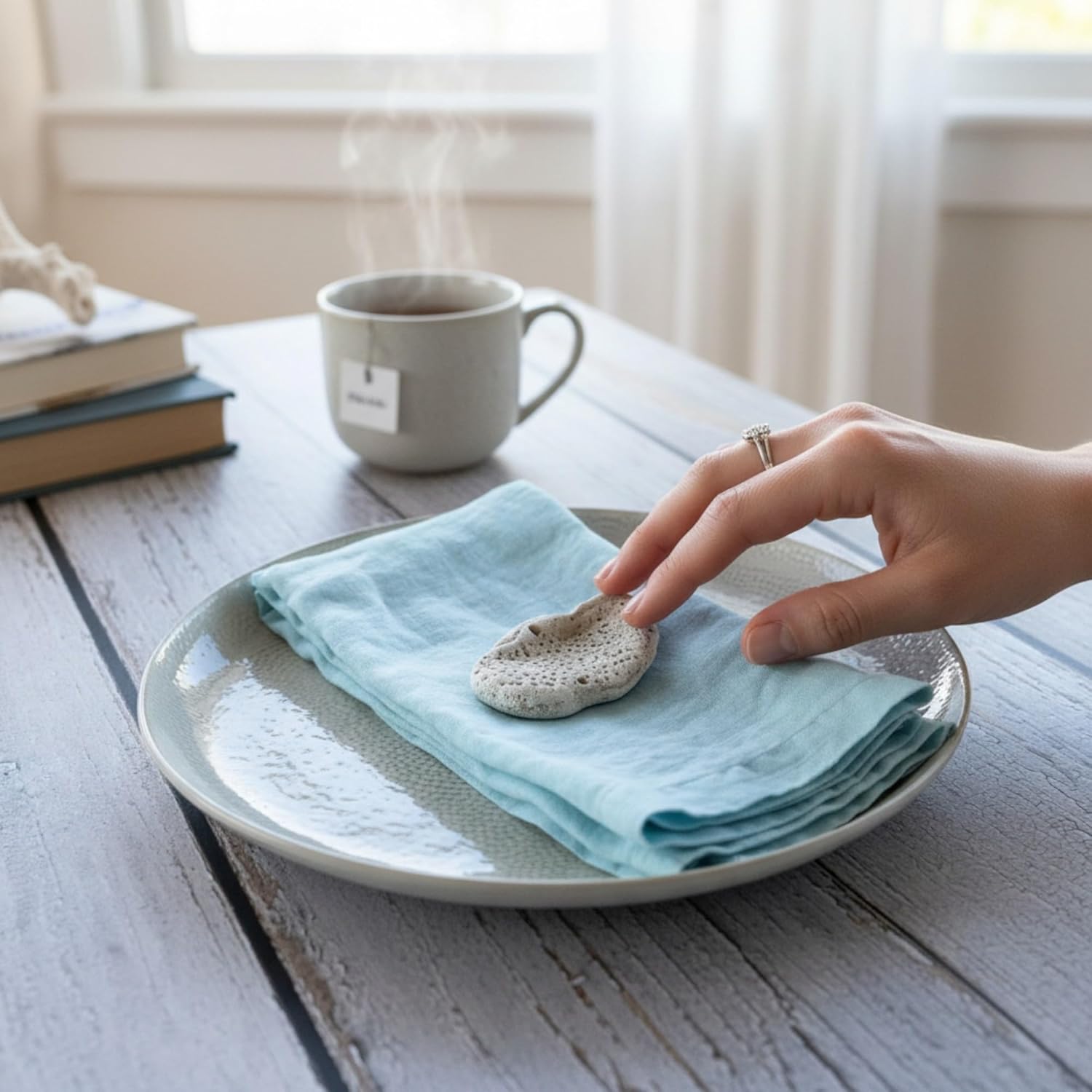 Linen Napkins – 100% French Flax – Stonewashed Pure Linen Cloth Napkins – Mitered Corners – Set of 4 (Aqua)