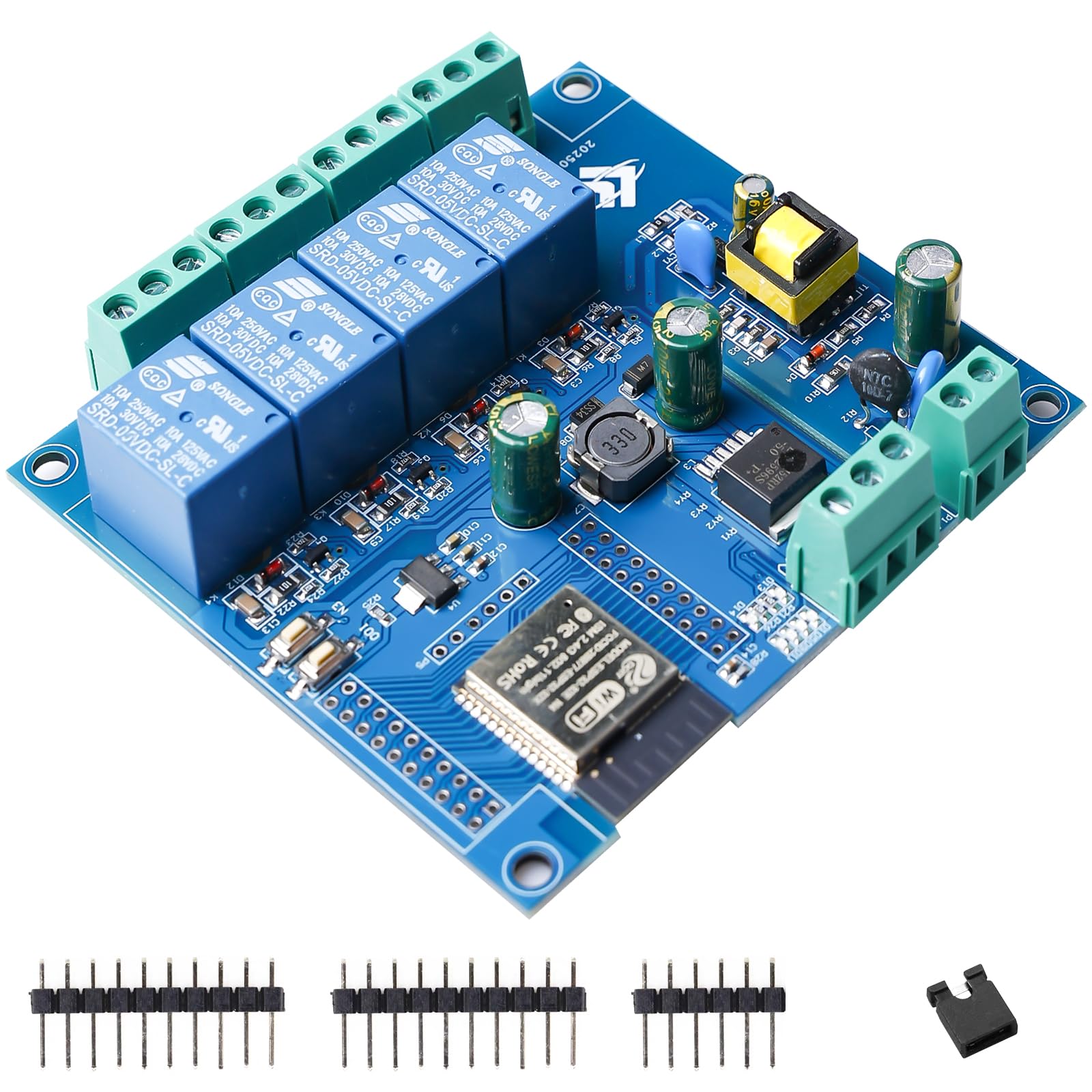 ESP Modulo relè a 4 canali con ESP-32 WiFi Bluetooth, DC5-30V/AC220V, scheda di sviluppo per progetti fai da te Smart Home & IoT, facile programmazione con Arduino IDE