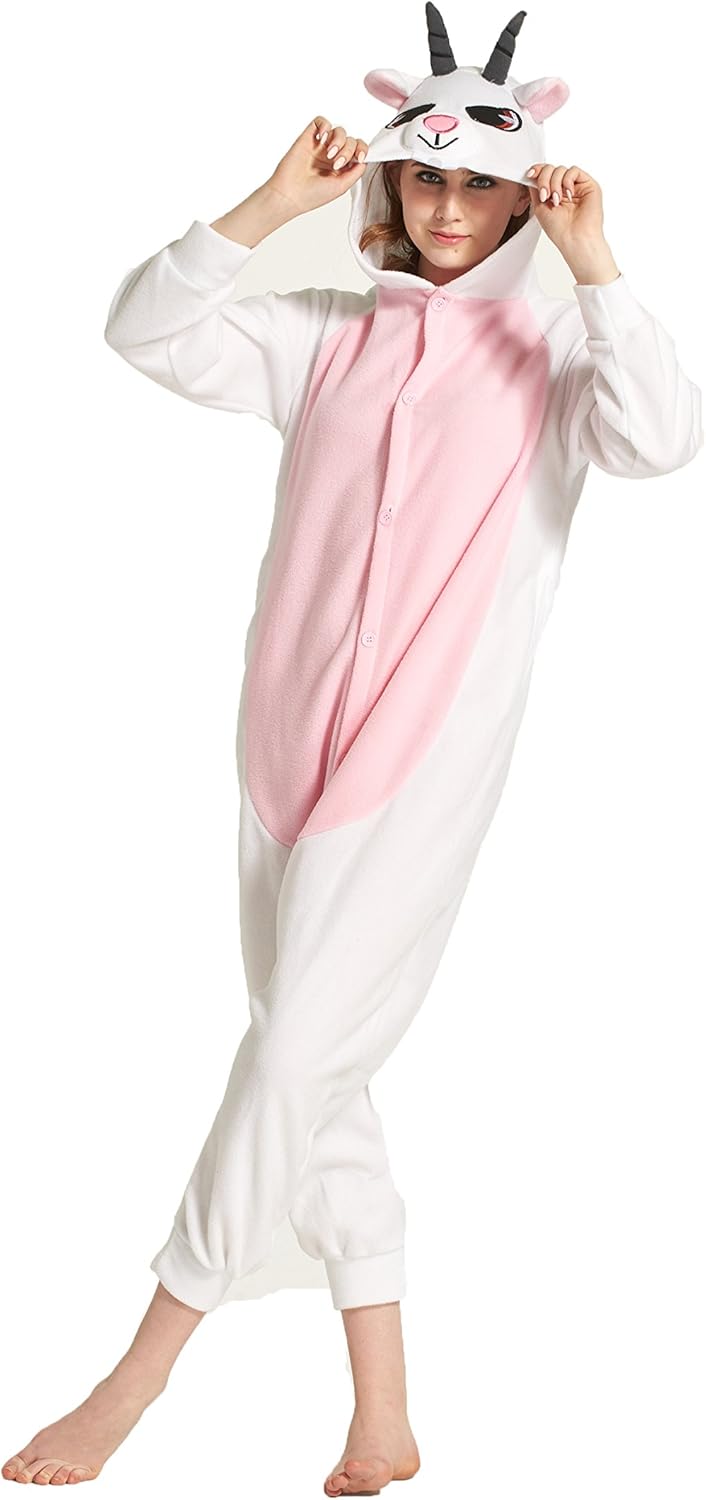 MizHome Halloween Costume Goat Hooded Pajamas Kigurumi Cosplay Goat - Image 6