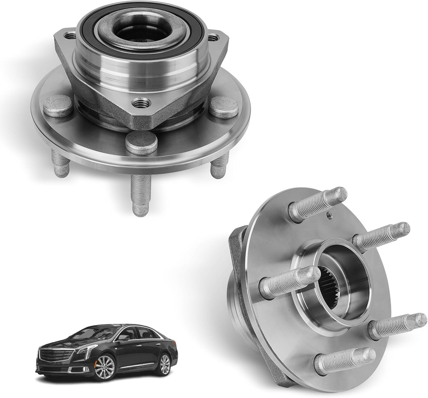Front/Rear Wheel Bearing and Hub Assembly Compatible with Chevy Malibu, Impala, Equinox, GMC Terrain, Buick Lacrosse, Regal, Compatible with Cadillac XTS, CTS, 2 Pack, 5 Lugs w/ABS Replaces# 513288
