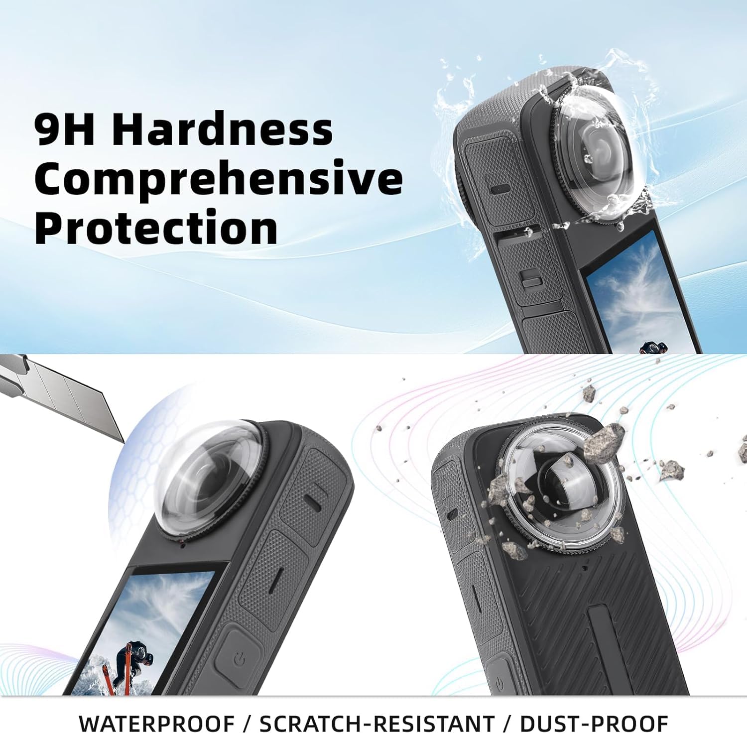 DA-GODO Dual Lens Protector for Insta360 One X4 (2Pcs) – Tempered Glass Sticky Lens Cover, Anti-Scratch, Dustproof Protective Guard for Action Camera Accessories (X4-LG-2PC)
