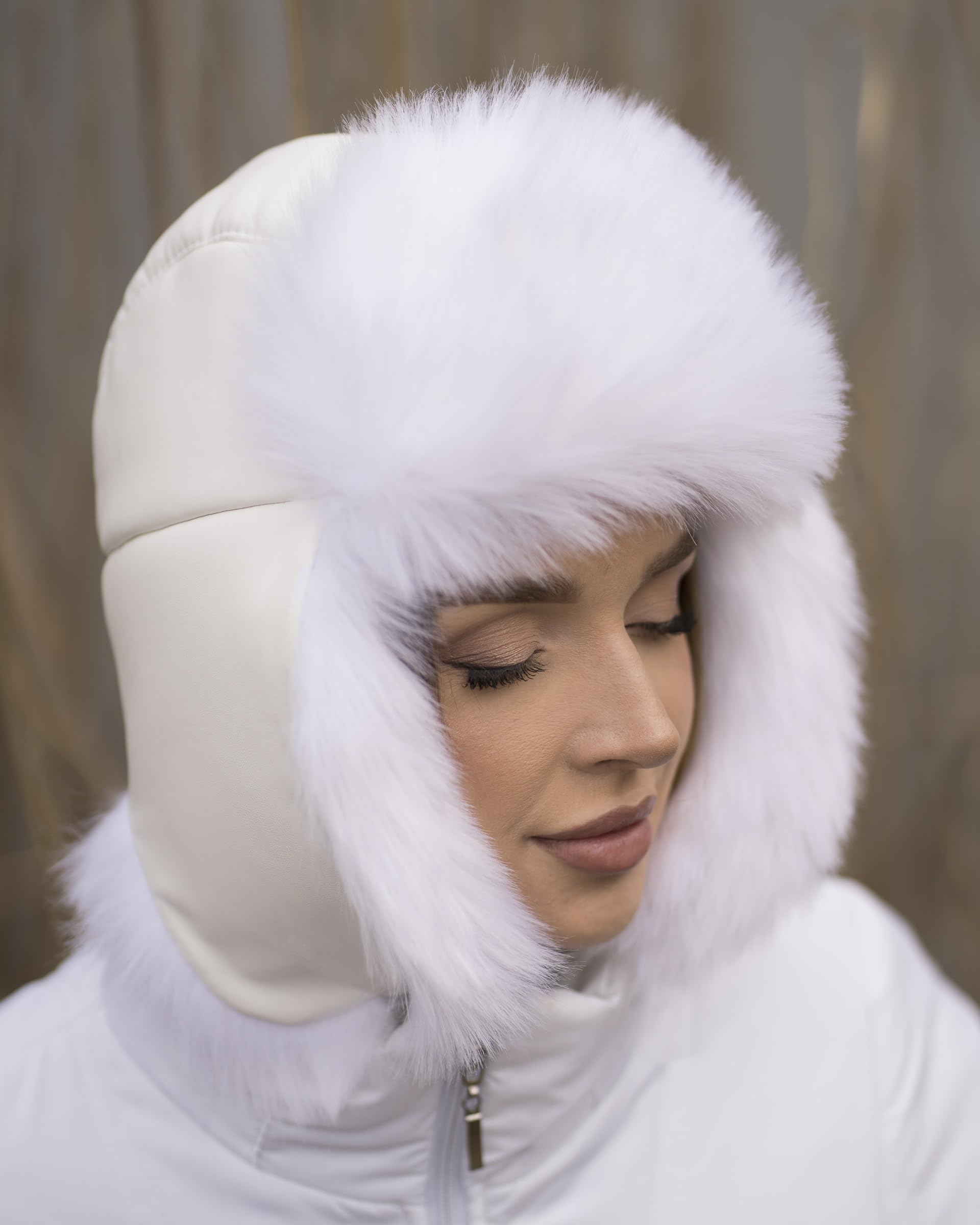 Futrzane Trapperhut aus Leder - Fliegermütze Damen - Russische Mütze Uschanka