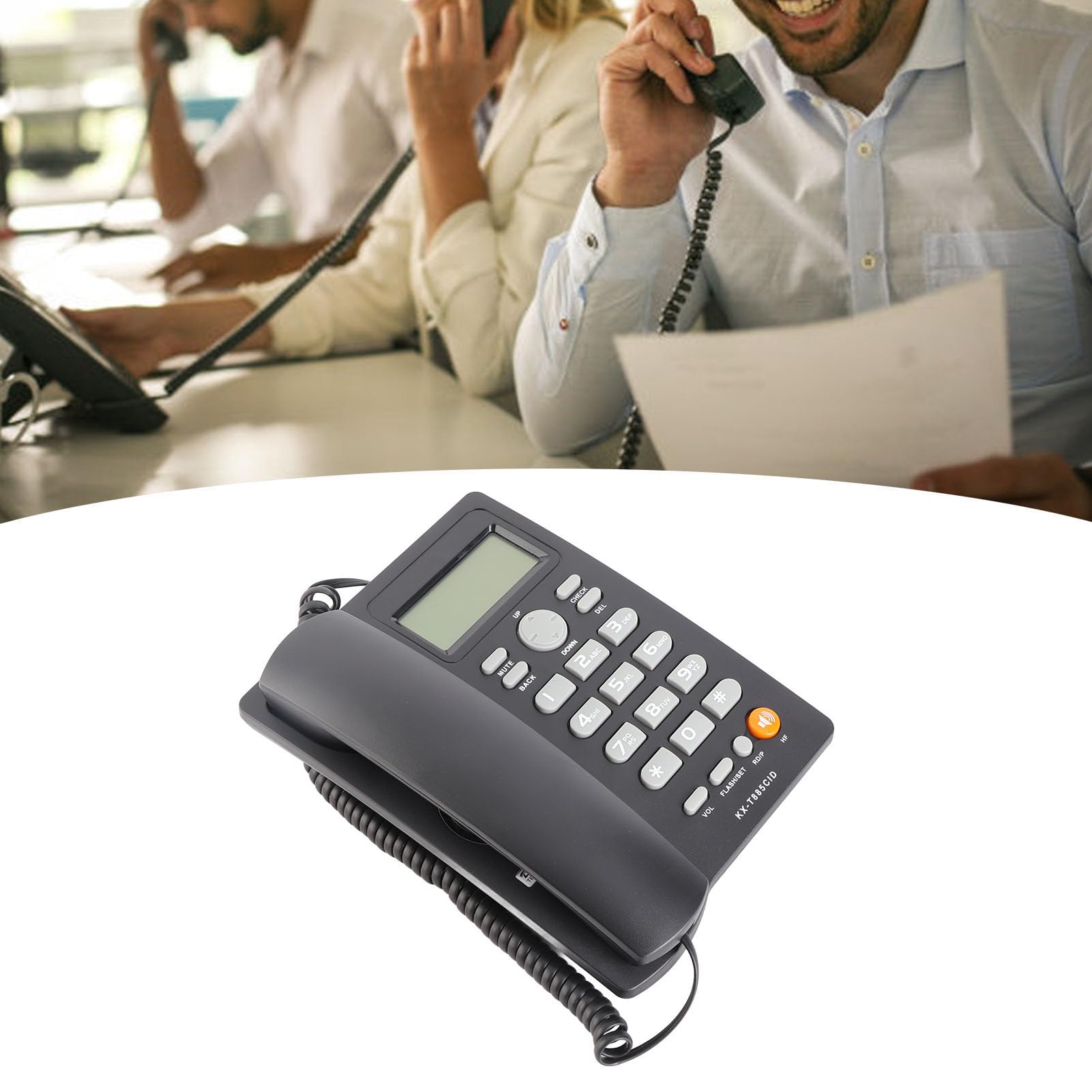 Schnurgebundenes Telefon, Tischtelefon mit Anrufer-ID Kurzwahl-Stummschaltfunktion, Freisprechen, Desktop-Festnetztelefon für Home Hotel Office(Schwarz)