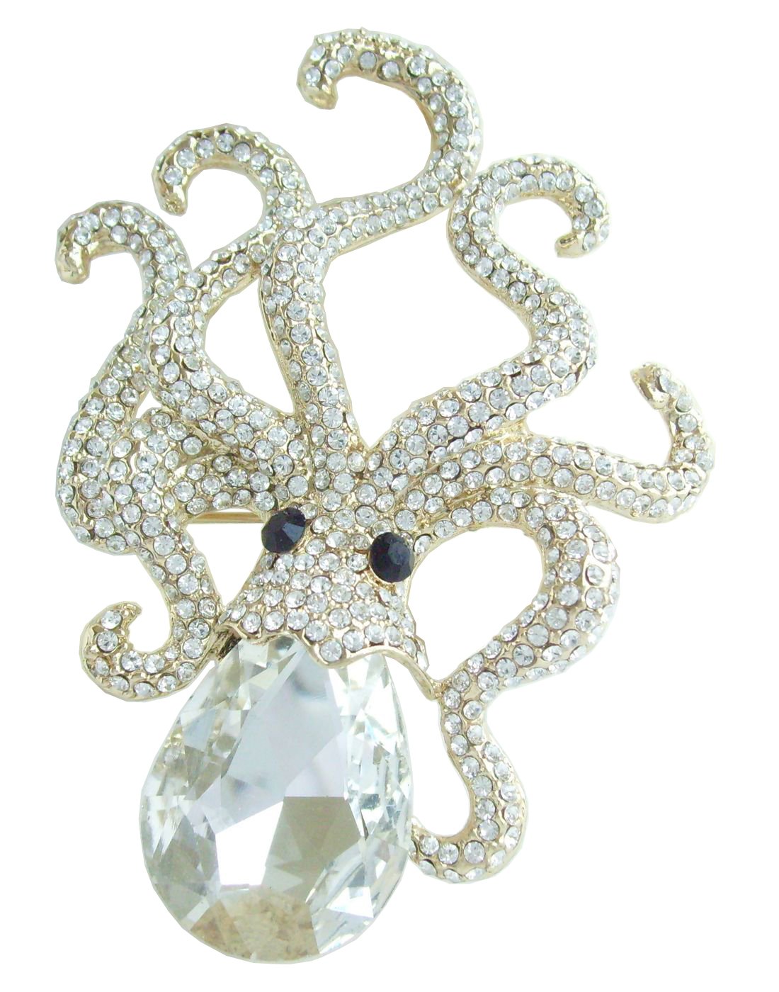 Sindary Unique 3.15" Austrian Crystal Octopus Brooch Pin Pendant BZ5097