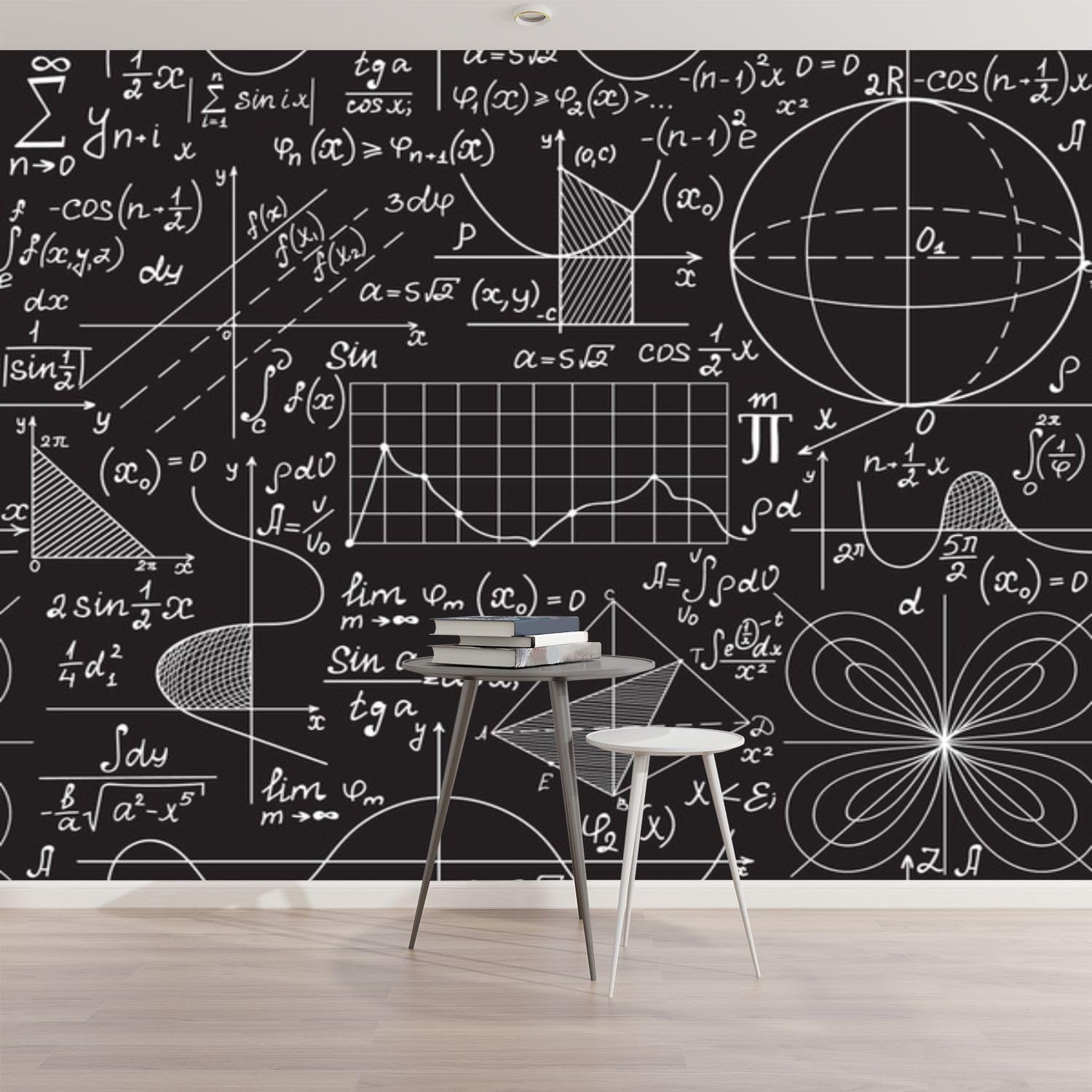 Papier peint panoramique mathématiques intissé trompe l'oeil 3D 3736a