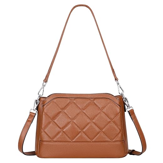 Over Earth Leather Crossbody Bags for Women Shoulder Purses Ladies Handbags (O204E Brown)