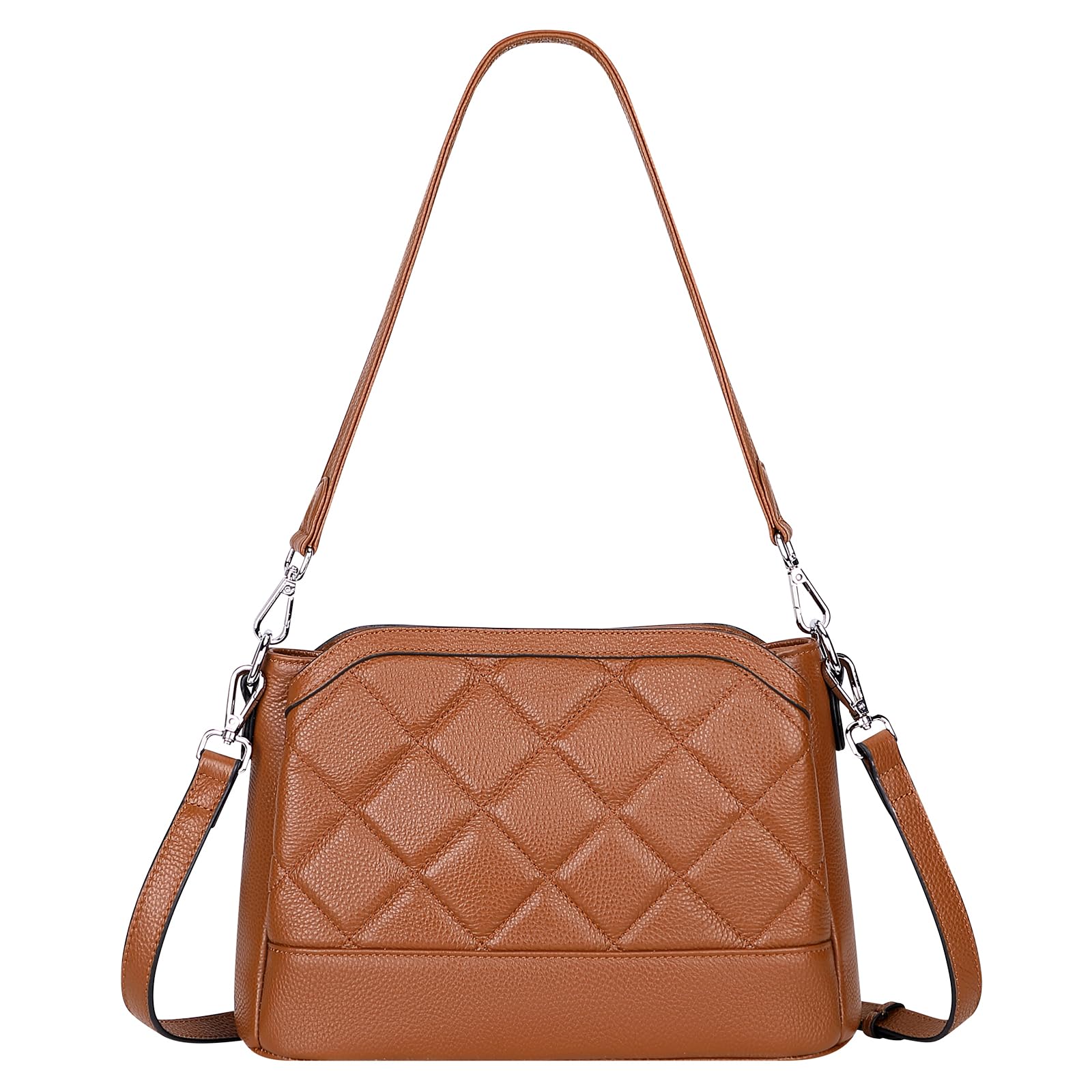 Over Earth Leather Crossbody Bags for Women Shoulder Purses Ladies Handbags (O204E Brown)