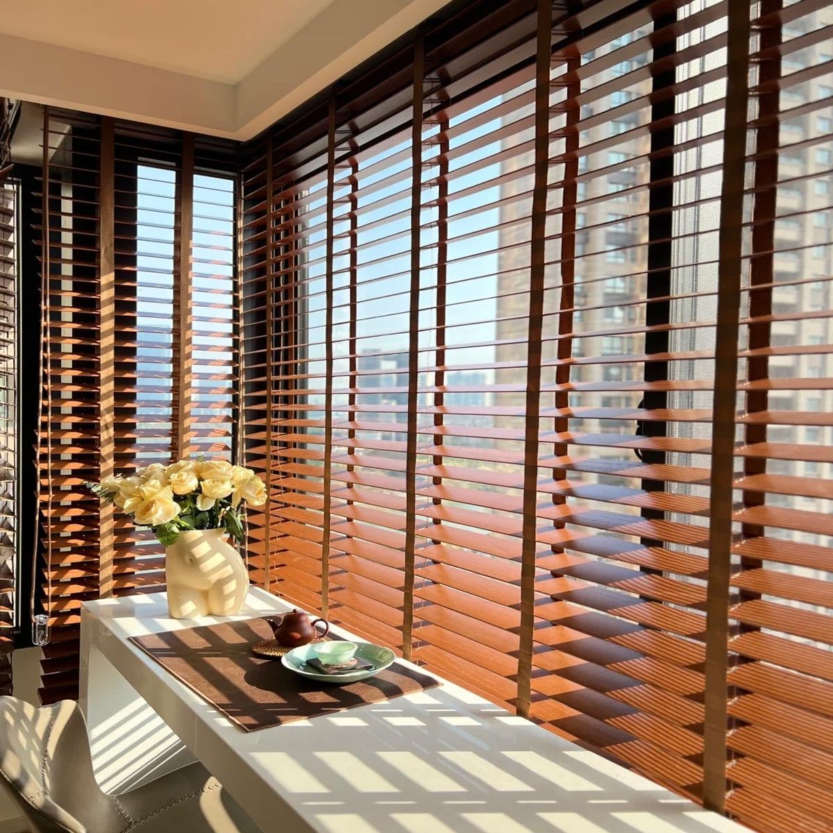 Custom Blackout Windows Blinds & Shades Cordless Wooden Blinds for Interior Wide 18" 24" 28" 30" 36" 38" 48" 64" 66" 72" Heat Insulation Shutters Window Blinds for Home(Brown)