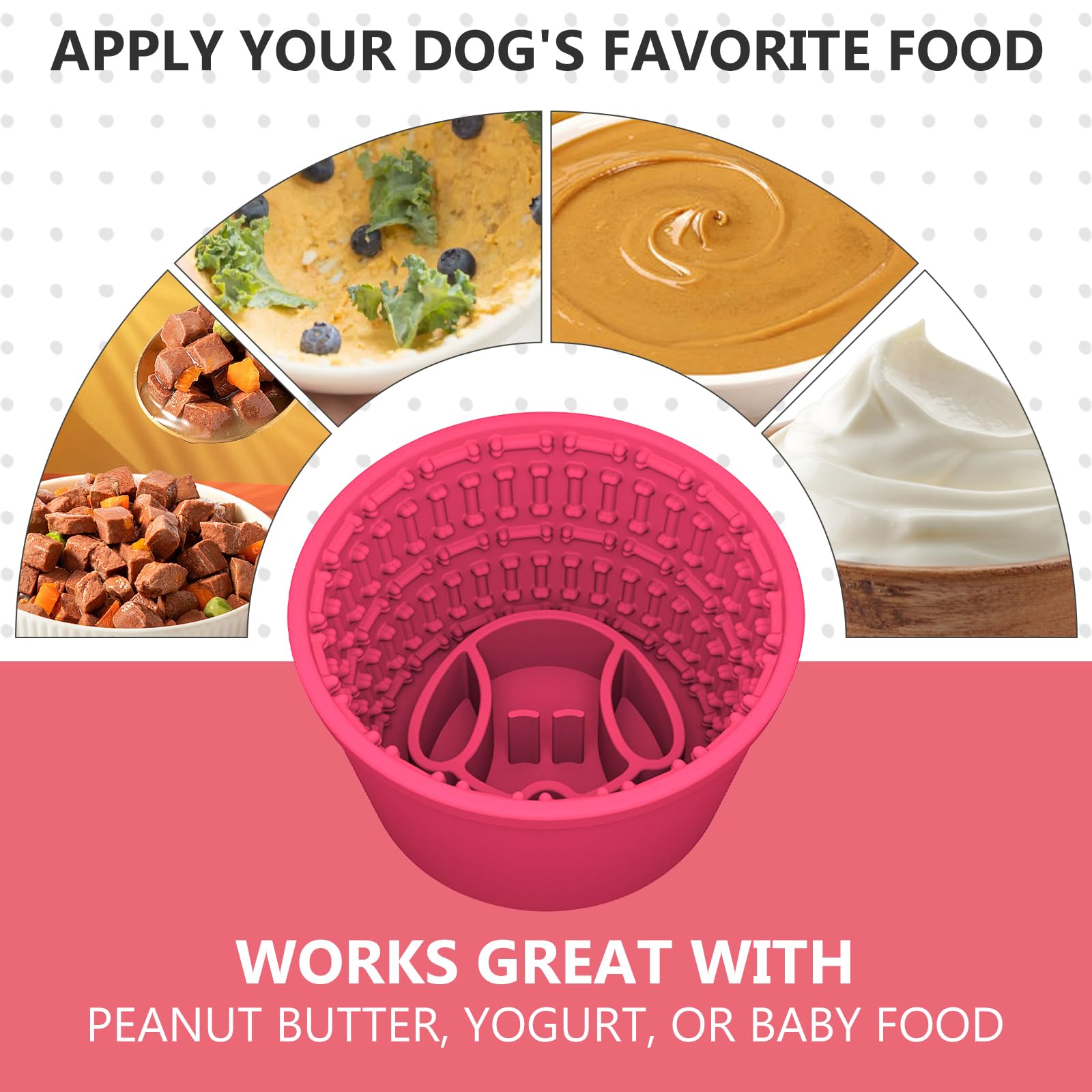 Vegena Silicone Dog Licking Mat Bowl, Slow Feeder Dog Bowl, Dog Licking Bowl, Dog Lick Bowl with Spatula and Brush - Image 4