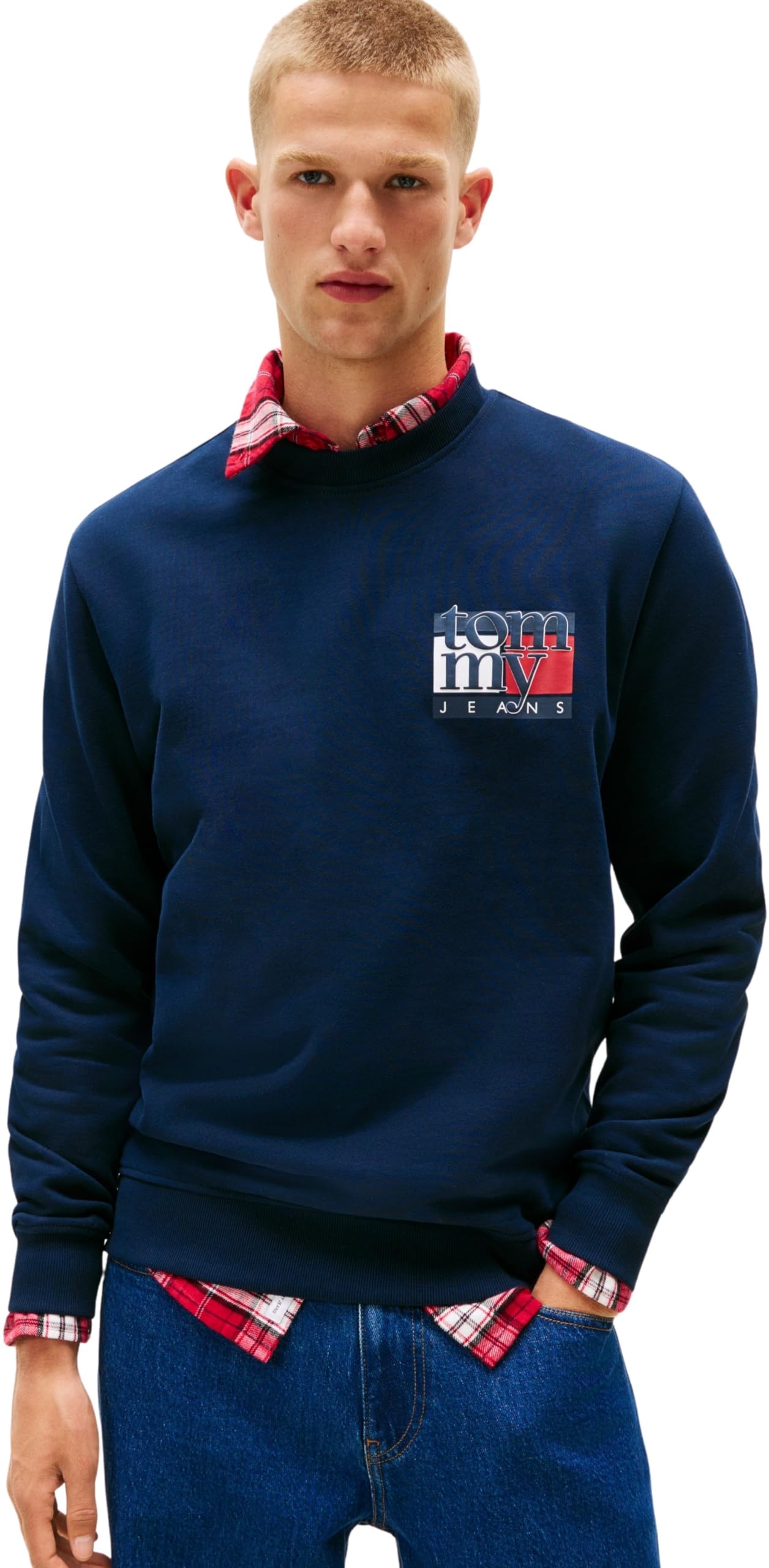 Tommy Jeans Herren TJM Reg RWB Flag Crew EXT Dm0dm22093 Pullover-Sweatshirt (1er Pack)