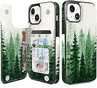 Vista 23 de uCOLOR Funda compatible con iPhone 15 de 6.1 pulgadas con ranura para tarjetero, función atril, doble cierre magnético y bloqueo RFID, funda de 6.1