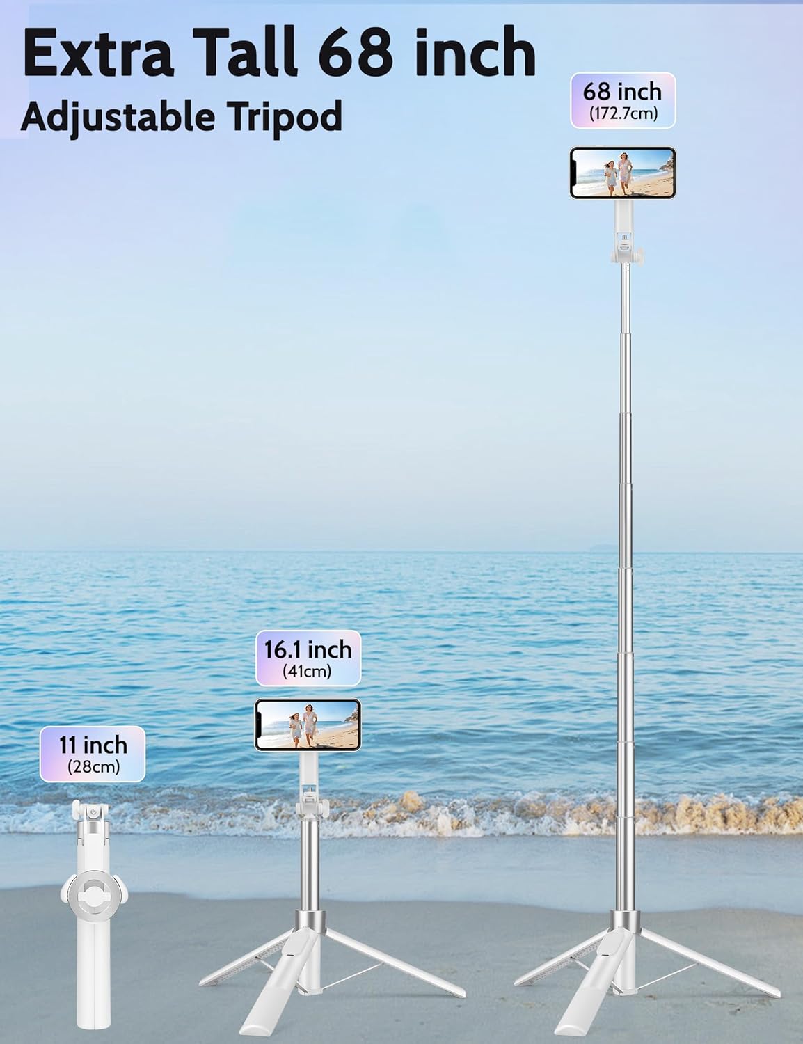 68" Magnetic Tripod for iPhone Magsafe, Phone Tripod & Selfie Stick with Rechargeable Remote for iPhone/Android/Camera, Portable Cell Phone Stand for Video Recording