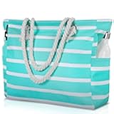 Clothirily Beach Bag for Women - Large Beach Tote Bag, Waterproof Sandproof Beach Bag with Zipper, Large Swim Pool Beach Tote