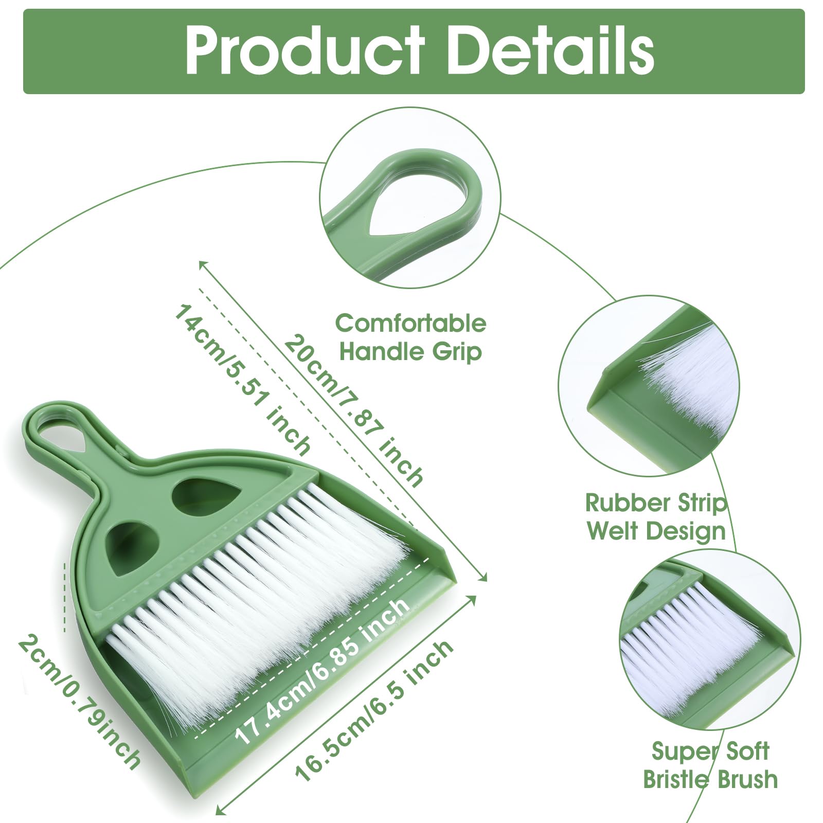 PelegDesign Dustache - Balayette Et Pelle Miniature - Ensemble Balai Pelle Pour Nettoyer Tables, Bureaux Et Plus - Kit Pelle Balayette Noir Et Blanc