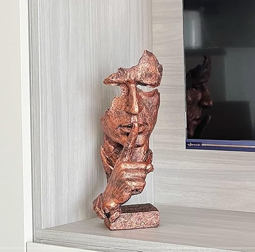 Miniatura 3 de SMRTHMRT Esculturas abstractas de pensadores, estatua creativa de The Thinker, Keep SilenceSilence is Gold Charaters, decoración de oficina en casa