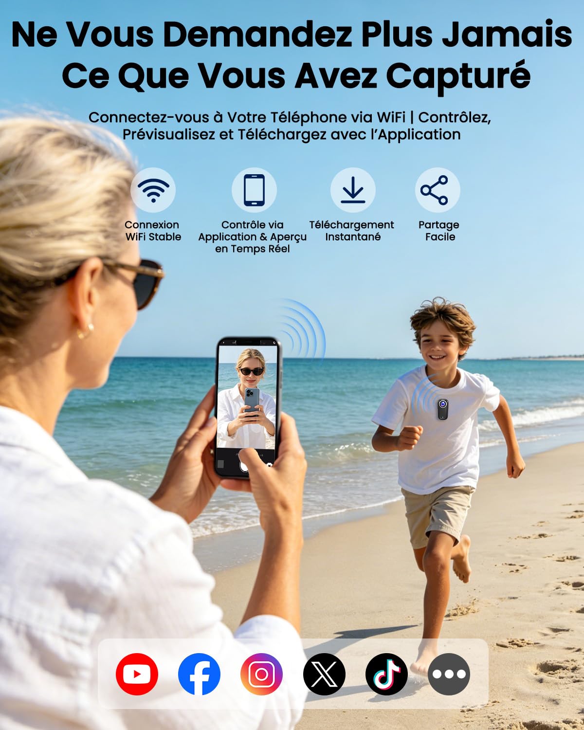Bextgoo Camera Sport, Mini Caméra Sport 4K, Action Camera Moto WiFi 64Go