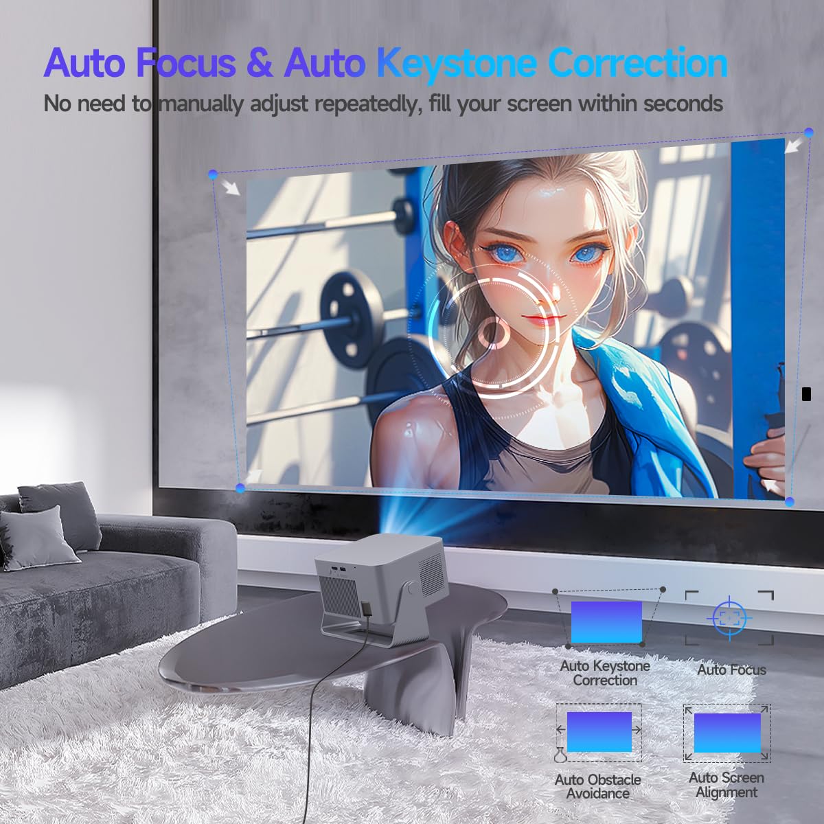 Mini Proiettore 4K con Android 14 & App Integrate, Nativo 1080P Proiettore