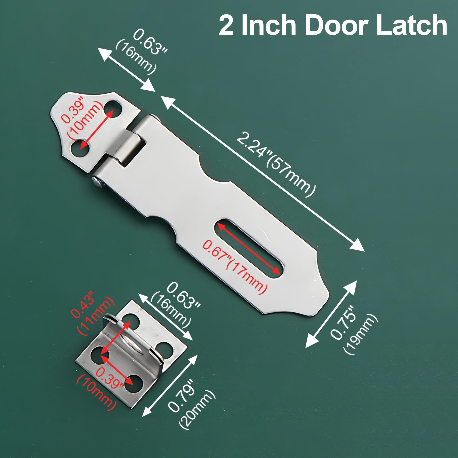 LEPEVNEY 3-Pack Stainless Steel Padlock Hasp 2 Inch Door Latch Padlock Catch for Doors Windows, Cabinets, Pet Cages, Crates - Image 2