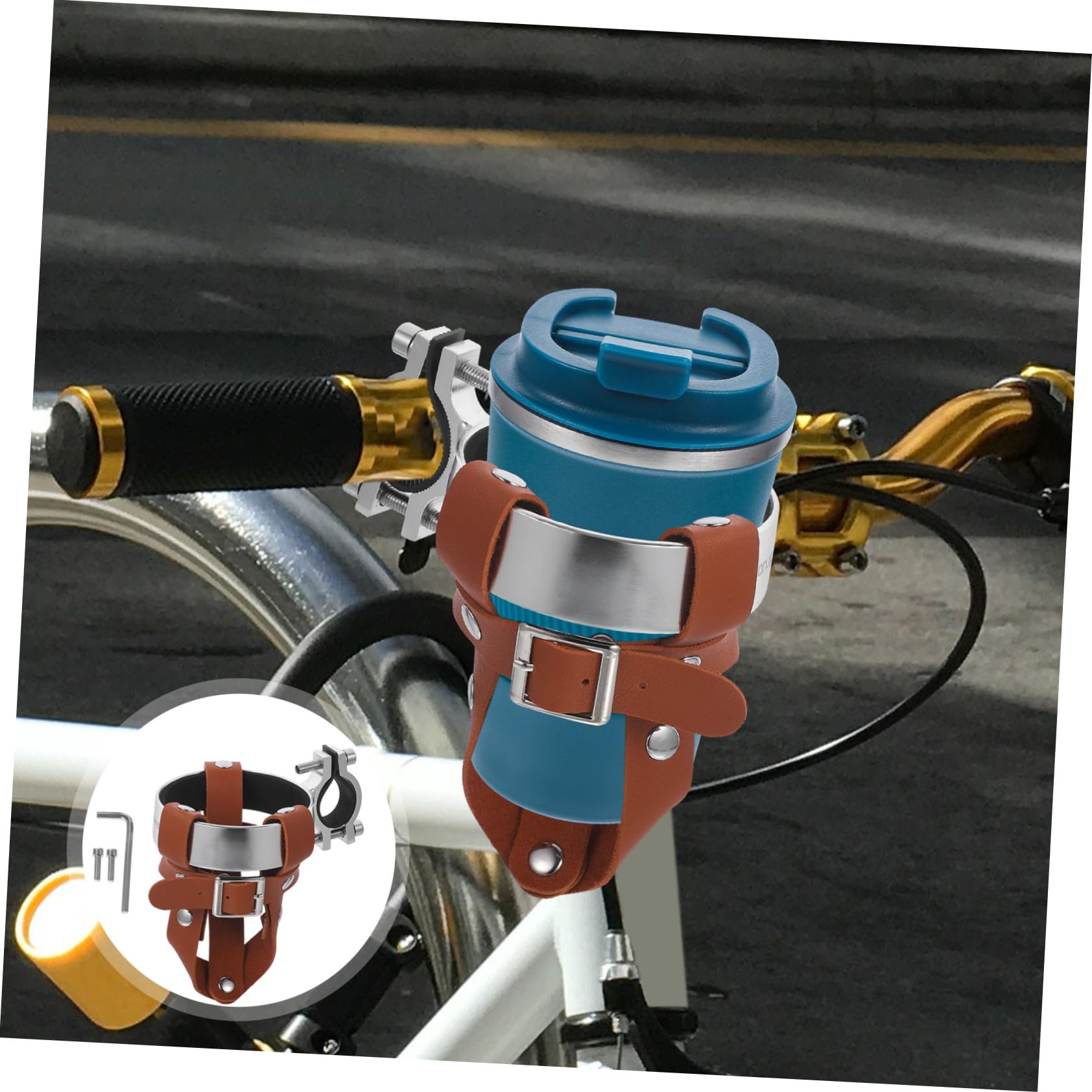 Sosoport 3sätze Retro Fahrrad Wasserflaschenhalter Pu- Verstellbar Stabiler Getränkehalter Für Fahrräder Einfache Installation Schraubenschlüssel