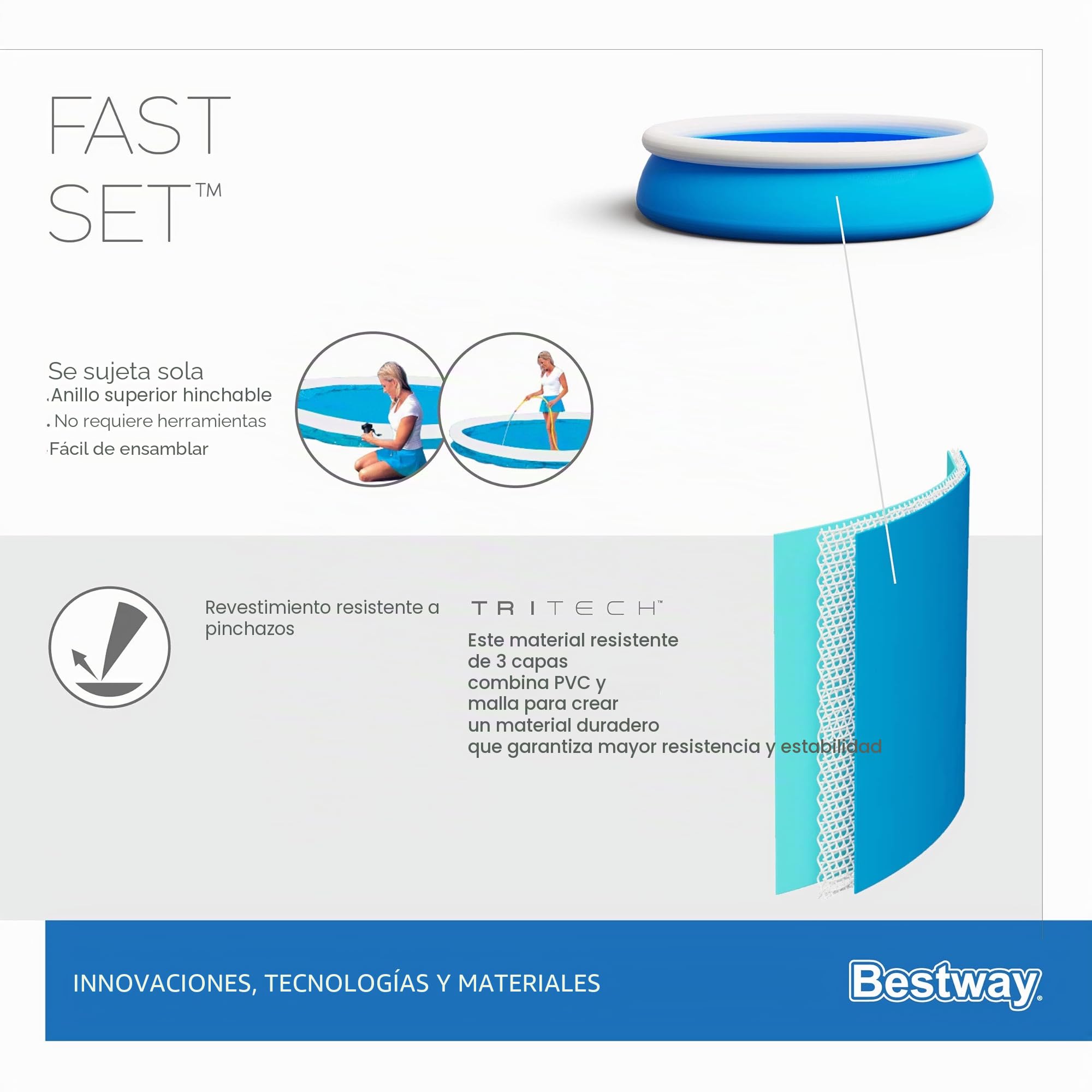 Bestway Piscina automontable 183x51, Azul, BW57392