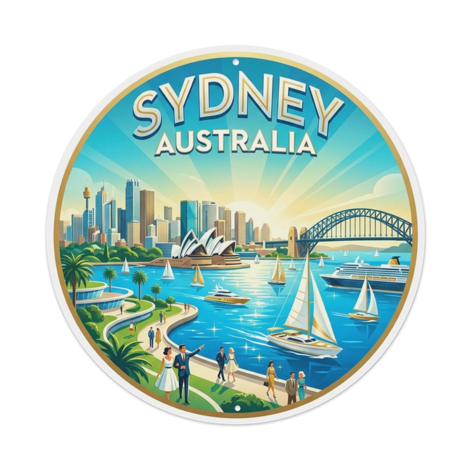 Metal Tin Sign Vintage Travel Sydney Australia